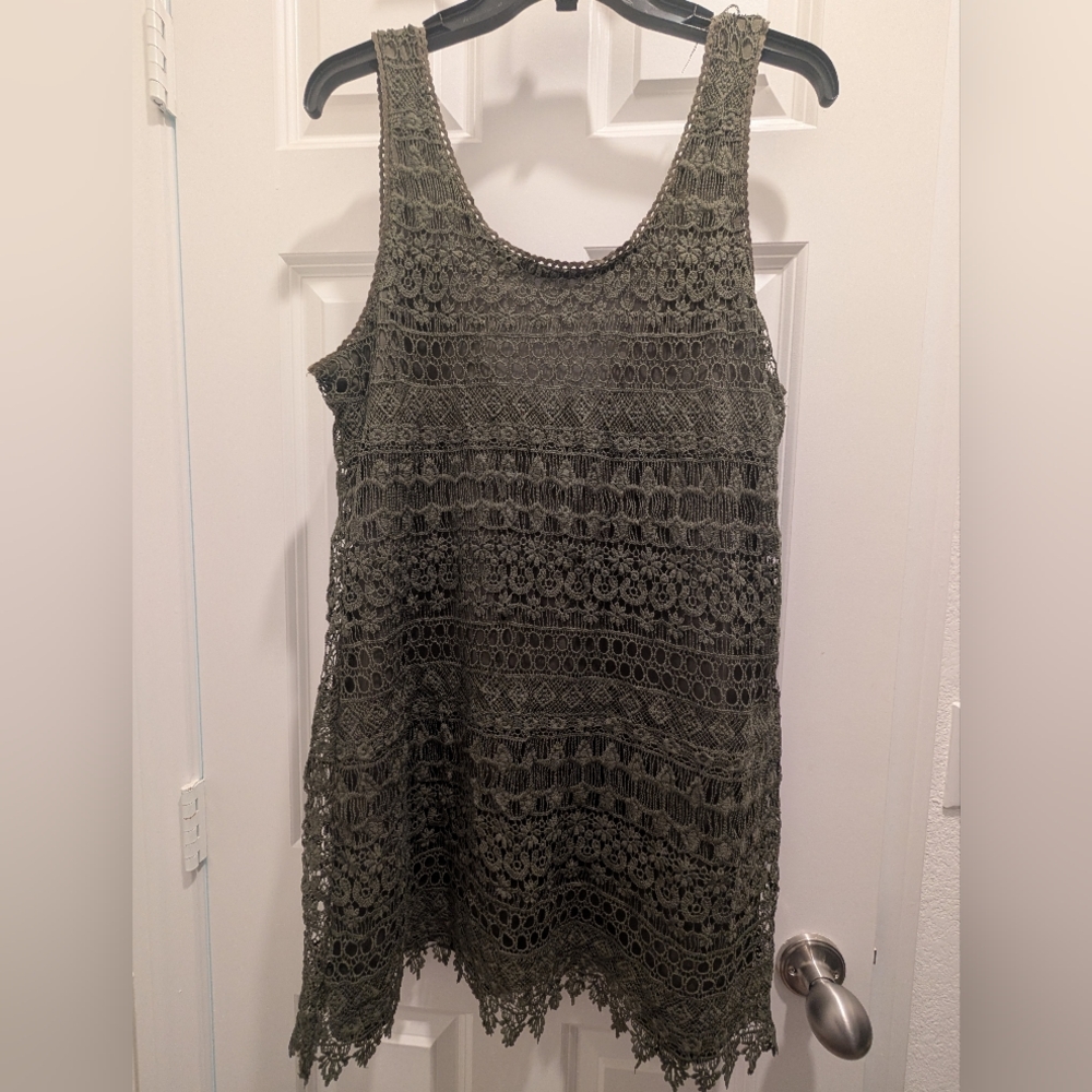 Divided Olive Lace Dress